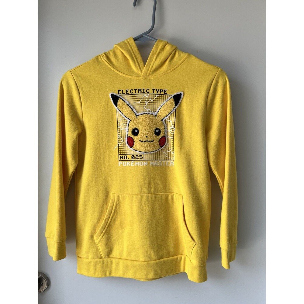Old Navy Yellow Pokemon Electric Hoodie Sweatshirt Youth L 10-12 Stretch Unisex